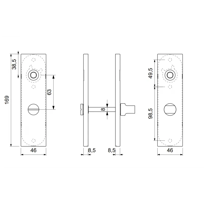 GPF Kortschild rechthoekig WC63/8 normale knop